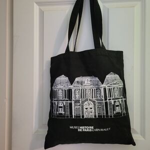 Carnavalet Museum Black Canvas Bag with White Design From FRANCE